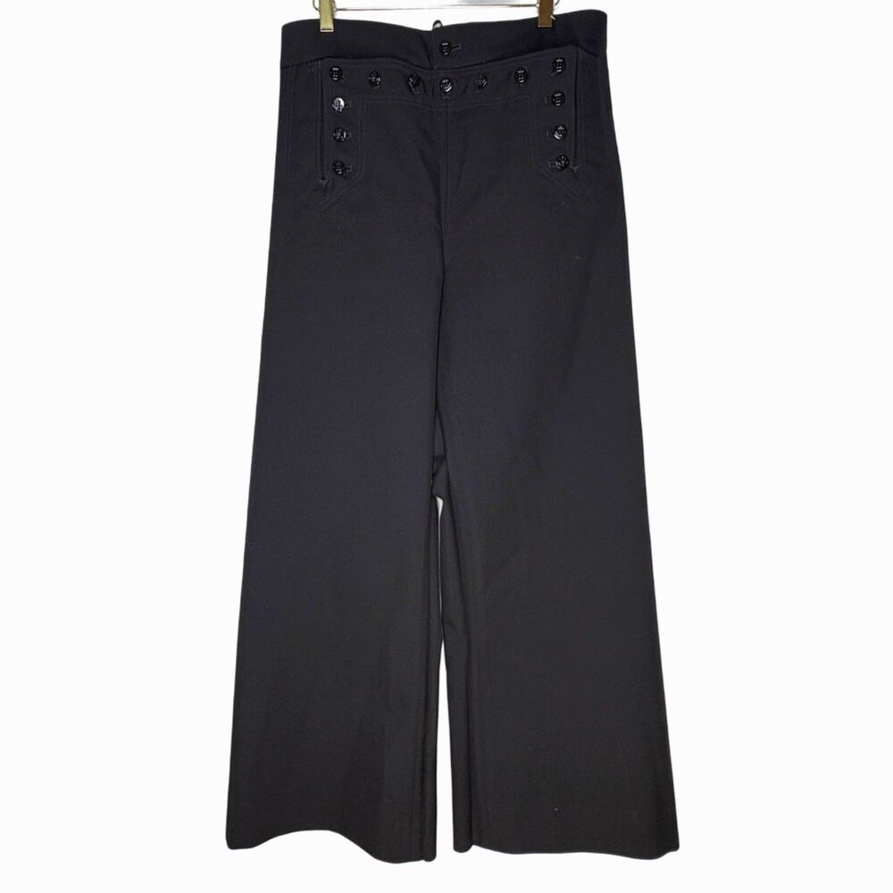 Defense Logistics Agency Black Sailor Pants Trouser Cracker Jack 100% Wool 34R